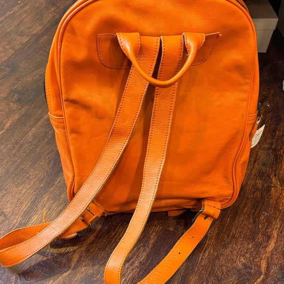 Men's Orange Leather Backpack - Sleek Everyday Carry - Picture 7 of 14